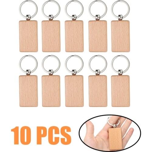 10pcs/set Plain Wooden Keyring Keychain Charm Wood Key Ring keyfob Pendant Gift for DIY Card Making Embellishments Scrap Booking