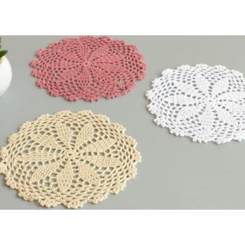 10PCS/LOT Round doily cotton hand made Crochet cup mat, 3 colors 18CMX18CM Round Coaster Place Mat