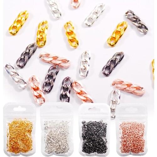 100Pcs 3D Gold Silver Rose Metal Nails Chain Punk Style Hollow Nail Art Tips Decoration DIY Jewelry Accessory Manicure Tools