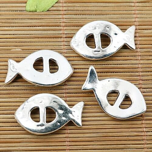 12pcs Tibetan silver tone curved fish design connector findings EF1691