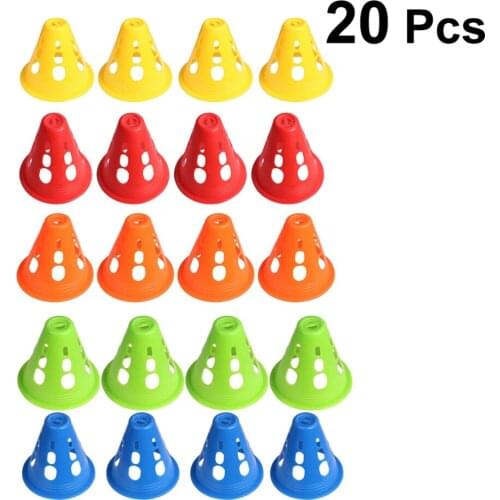 20pcs Roller Skating Cone Windproof Roadblock Sport Training Traffic Road Cones Assorted Color Hollow Style