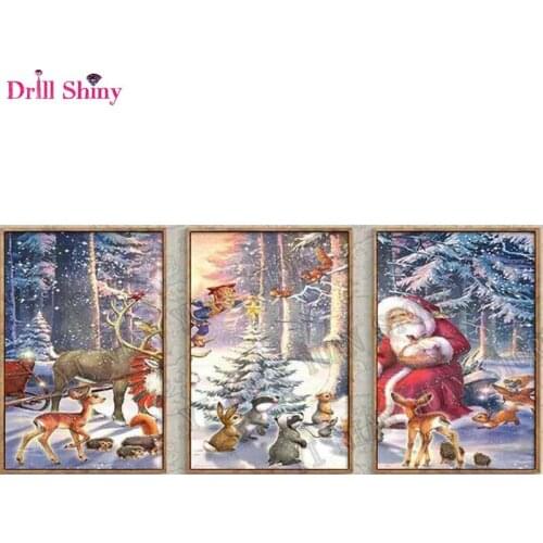 2018 New Arrival Christmas gifts 3pcs set Drill Mosaic 5D DiyDiamond Embroidery Painting wall decor Santa Clause wall stickers
