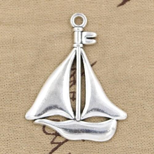 3pcs Charms Sailing Ship Sailboat 49x39mm Antique Silver Color Plated Pendants Making DIY Handmade Tibetan Finding Jewelry