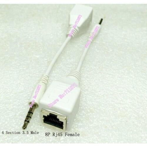 4 Section 3.5 Male to 8P RJ45 Female Audio extension cord Use network cable Audio extend 3.5mm Male 8Pin Female tieline