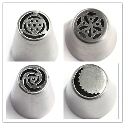 4PC/SET Russian Tulip Stainless Steel Icing Piping Nozzles SET Boquillas The Biggest Size Pastry Tips E110