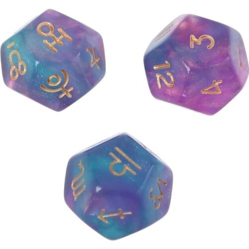 448D 3Pcs/Set Astrological Dice 12-Sided Polyhedral Dice Astrology Ta-rot Card Constellation Divination Zodiac Dice Set