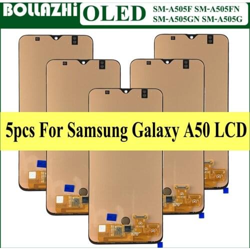 5 Piece/lot OLED LCD For Samsung Galaxy A50 2019 A505F/DS A505F A505FD A505A LCD Display Touch Screen Digitizer Assembly Frame