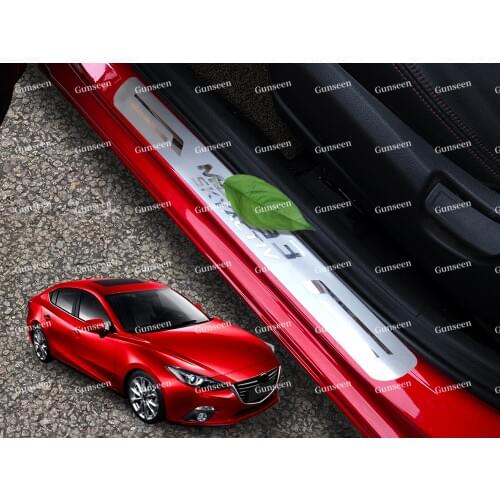 For Car Styling Accessories 2014 2016 2017 2015 Mazda 3 Stainless Steel Door Sill Trim Protector Pedal Guard Auto Sticker Strip
