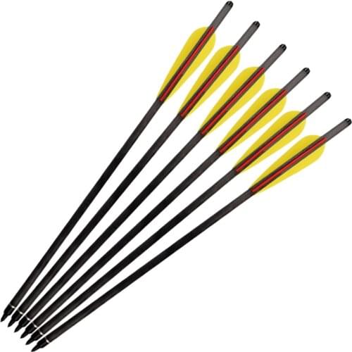 12 pieces Archery Carbon Arrows Crossbow Bolts Removable Points Black Shaft Half Moon Nock for Archery Hunting Shooting