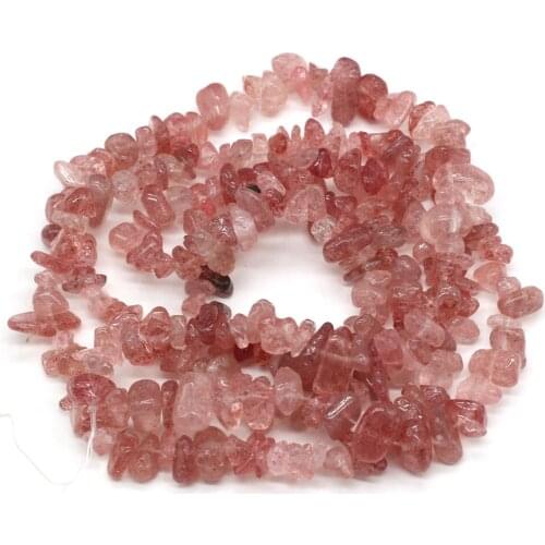 5-8mm Strawberry Quartz Tumbled Chips Beads Natural Crushed Crystal Loose Beads for DIY Earrings Bracelet Jewelry Making 15