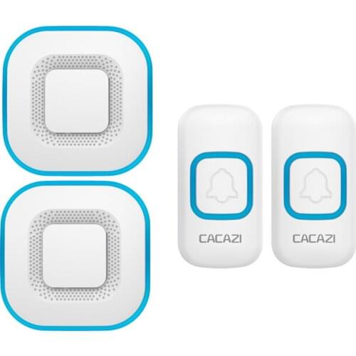 Home Security Welcome Wireless Doorbell Smart Chimes Door Bell Alarm LED Light With Waterproof 2 Button 2 Receiver