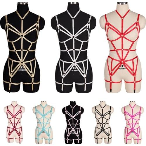 Elastic Punk Sword Belt Dance Party Adjustable Harness Bra Cage Stocking Suspenders Belts Gothic Clothes Women Sexy Lingerie Set