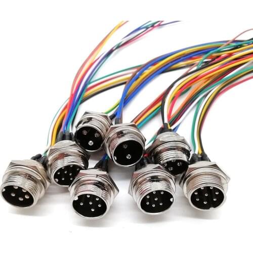 GX12 GX16 Butt Joint 2/3/4/5/6/7/8/9/10 Pins Waterproof Aviation Plug Socket Connector With 18cm Wire Cable Connector Air Plug