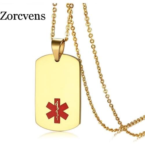Modyle Customized Engraving Medical Alert Pendant Necklace for Women Men Stainless Steel