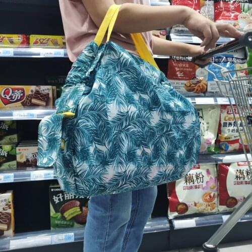 2PCS Ladies go out portable messenger bag portable large-capacity reusable drawstring eco-friendly shopping bag