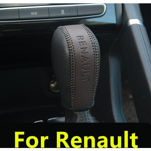 Leather Gear Shift Knob Cover Interior Decoration For Renault Koleos QM5 QM6 Talisman Megane Captur Clio Scenic Kadjar Fluence