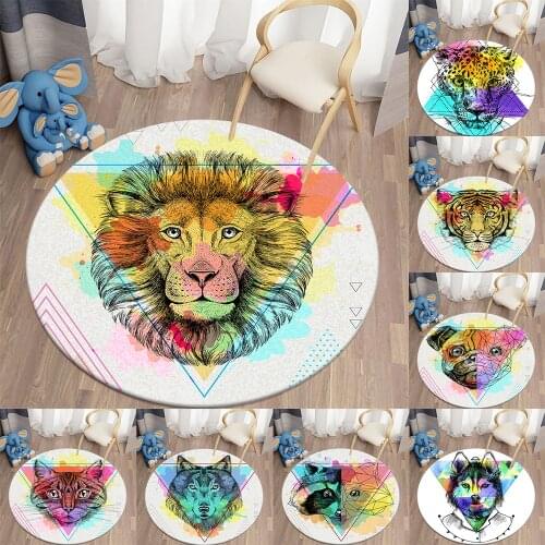 Animal Themed Round Carpet Decor Rugs Non-slip Area Rug Floor Mat for Children Bathroom Kitchen Living Room Bedroom Carpet