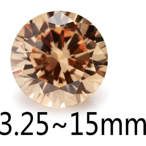 50PCS 3.25~20mm Round Shape Loose CZ Stone Champagne Color AAAAA Cubic zirconia Synthetic Gems For Jewelry DIY Stone