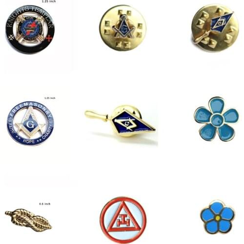 Masonic Freemason Pins Sprig of Acacia Akasha Forget Not Flower Knights Templar Trowel and Cable Rope Knot Royal Arch Lape Pin