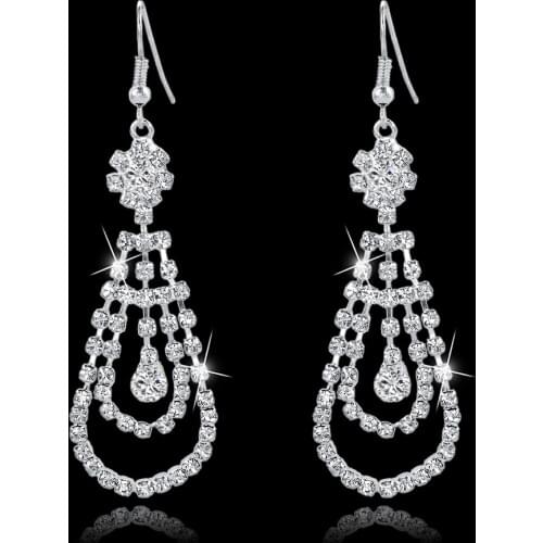 Fashion 925 Silver Rhinestones Tassel Earrings Wedding Jewelry Fashion Drop Earrings For Women Brincos Pendientes Ser150129