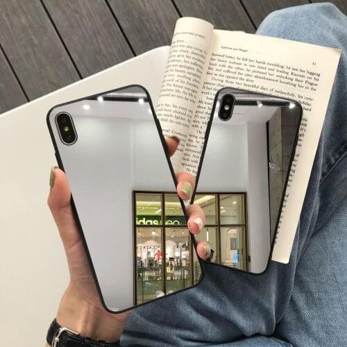 Fashion Make-up Mirror Phone Cases for iPhone 12 Girls Acrylic Tempered Glass Selfie Covers for iPhone 11/6/7/8/X/XR/XS/MAX