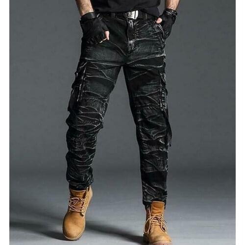 Men Retro Camo Military Amry Pants Outdoor Overall Casual Multi Pockets Trousers