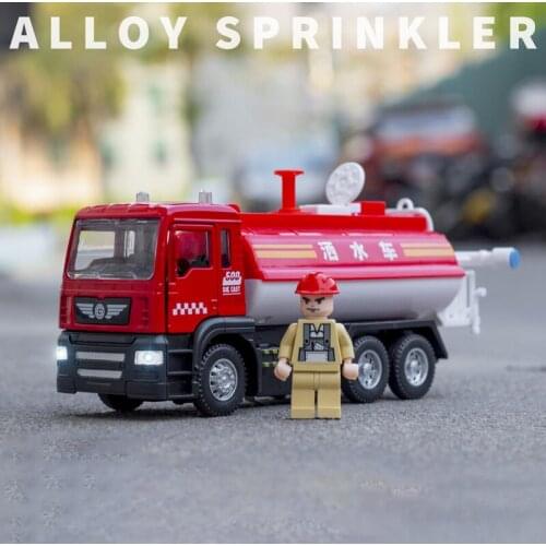 Nicce High simulation 1:50 alloy pull back water tank fire truck model,sprinkler truck toy,simulation sound and light