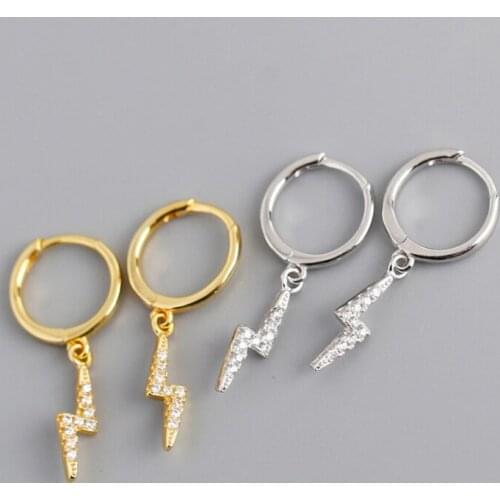 Newest Design Fashion S925 Sterling Silver Zirconia Lightning Drop Clip Earrings For Women Jewelry Accessories