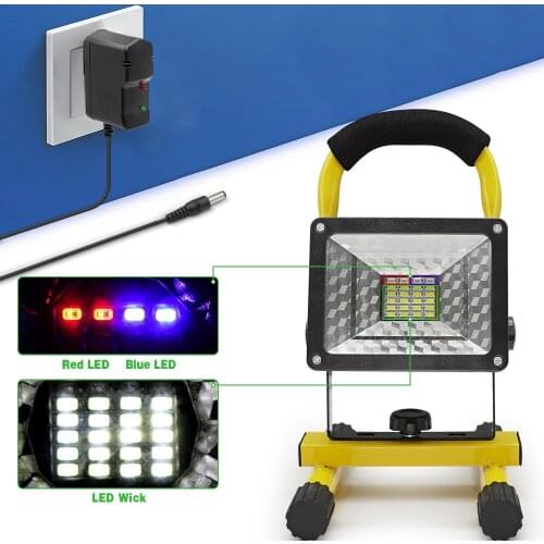 Floodlight 30W 24LED 3 Modes Outdoor Rechargeable Portable Floodlight Waterproof Emergency Spotlight