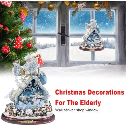Christmas Tree Rotating Sculpture Train Decorations Paste Window Paste Stickers pegatinas paredes Christmas Decorations for Home