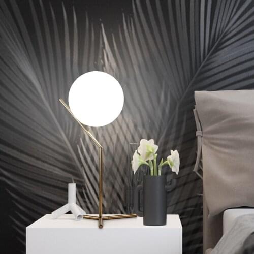 SGROW Glass Ball Table Lamp with E14 Bulb Modern Bedside Simple Desk Lights for Bedroom Living Room Lampara Lighting Fixtures