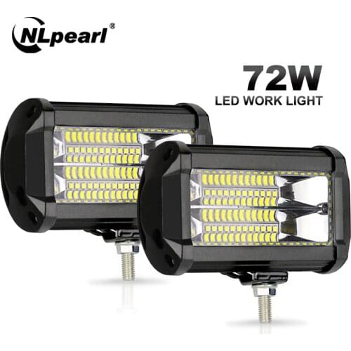 Nlpearl 5inch 72W Spot Light Bar/Work Light Strobe Light Bar Flashing LED Work Light for Offroad Truck Tractor 4x4 SUV Jeep ATV
