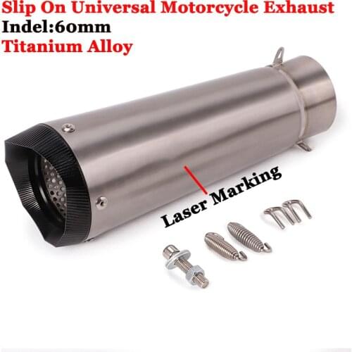 Slip On 60mm Universal Motorcycle Titanium Alloy Exhaust Pipe Muffler Escape Moto 51mm Modified CNC For S1000RR Z900 GSXR1000 R6