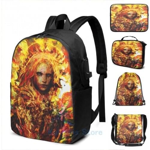 Funny Graphic print castlevania USB Charge Backpack men School bags Women bag Travel laptop bag
