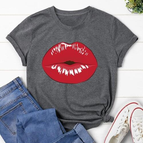Lips Summer New 90 ’sShort Sleeve Print Clothing Womens T-Shirt Harajuku Graphic Clothing Womens Top TX9138