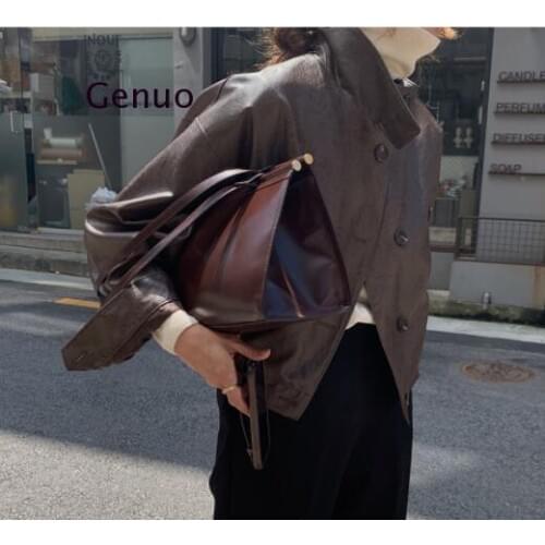 Streetwear Women Pu Leather Jackets Single-Breasted Loose Female Faux Leather Outerwear 2020 Autumn Winter Jacket