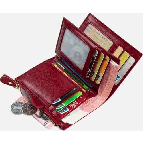 Female Wallets Leather Wallet Women Short Anti Theft RFID Credit Card Holder Ladies Purse Wallet