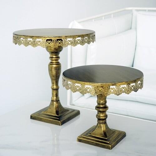 1 Pcs Golden European Vintage Wedding Party Decorative Cake Stands Desserts Fruits Plate Pan Tray #1510920