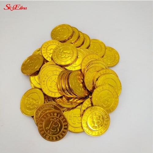 100pcs Plastic Gold-plated Pirate Bitcoin Gold Coins Activities Childrens Toys Gaming Chip Party Holiday Supplies 6zHH263