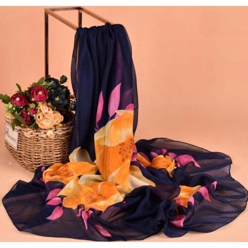 2020 180CM BIG SIZE flower floral chiffon scarf silk square hijab cool shawl ladies foulard femme Scarves hair bufanda mujer