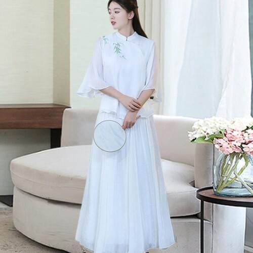 2020 modern modified Chinese style white literature and art