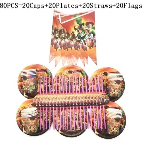 40Pcs/80Pcs New Sale Disney Toy Story Movies Birthday Party Supplies Paper Cups Plates Straw Banner For Kid Party Decor Supplies