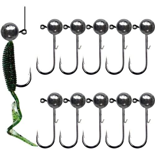 5pcs/10pcs Jig Head Fishing hook 3.5g 5g 7g 10g 14g Round Ball Jig Head Hook Weedless Fishhook Soft Worm Fishing Accessories