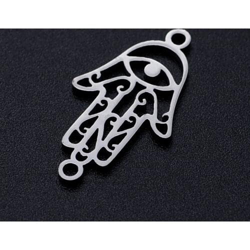 5pcs/lot Hamsa Hand diy Connector Charms Wholesale 100% Stainless Steel OEM Connectors Order Accept Factory Sale