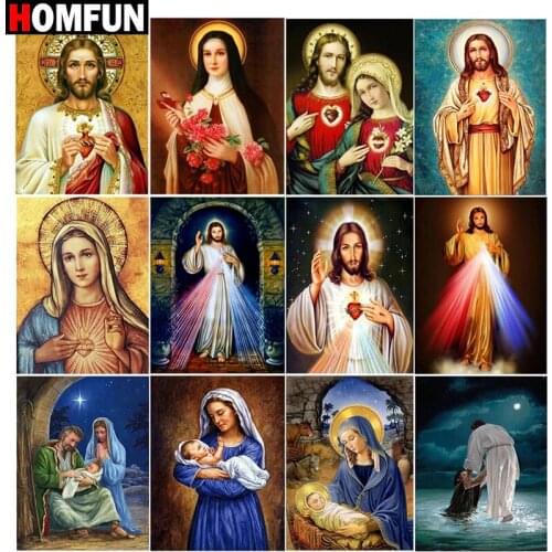 HOMFUN Full Square/Round Drill 5D DIY Diamond Painting "Reine religion figur" Embroidery Cross Stitch 5D Home Decor Gift