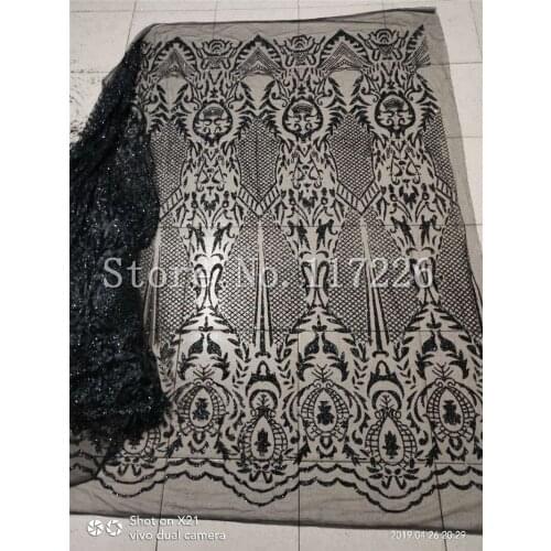 Black color glued glitter mesh material for evening dress 5 yards special JRB-5.1002 glued glitter lace fabric