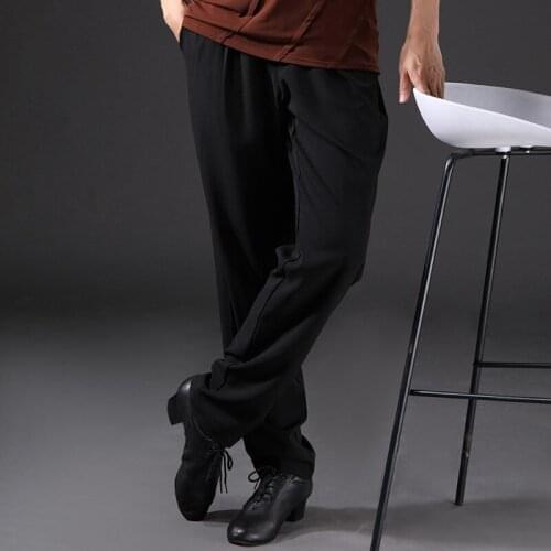 New Men Latin Dance Pants Black Loose Trousers Chacha Samba Tango Latin Dance Performance Costumes Competition Pants DQS7893