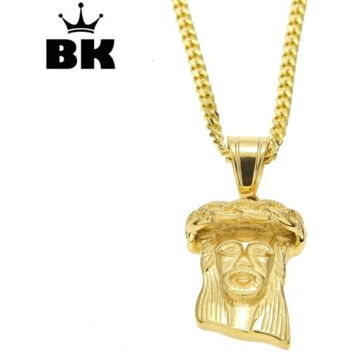 Hip Hop head of Jesus Pendant Necklace Stainless Steel Male Jewelry High-quality Religious Christian Jesus Face Gold Jewelry