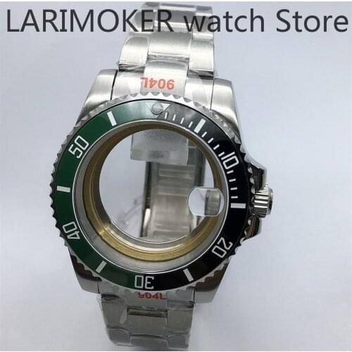 40mm sapphire glass silver solid 904L stainless steel case for NH35 NH36 ETA 2836 Mingzhu DG2813, 3804 and Miyota 8215