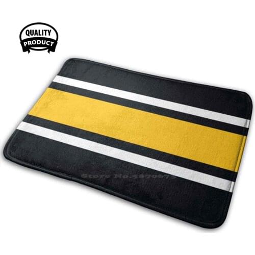 Black White & Yellow Power Stripe Soft Interesting Room Goods Rug Carpet Pittsburgh Steel City Iowa Steelers Hawkeyes Stripe